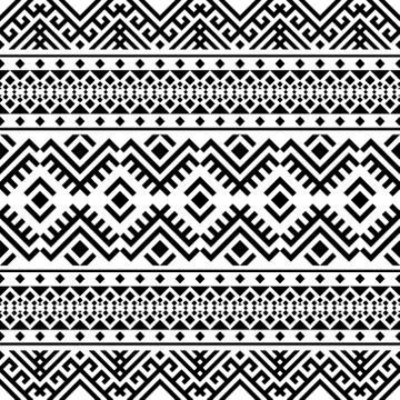 Traditional Aztec Pattern in black and white color for bakcground or frame Stock Illustration