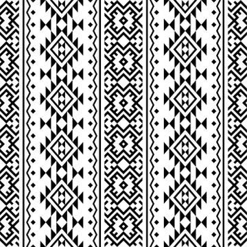 Traditional aztec seamless ethnic pattern texture design vector in black whit Stock Illustration