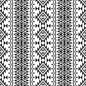 Traditional aztec seamless ethnic pattern texture design vector in black whit Stock Illustration