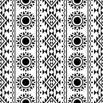 Traditional aztec seamless ethnic pattern texture design vector in black whit Stock Illustration