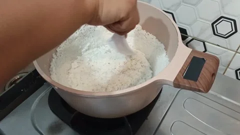 Traditional Baked Rice Crackers Making Process 02 Shaping Cooked Rice Видео 345970107