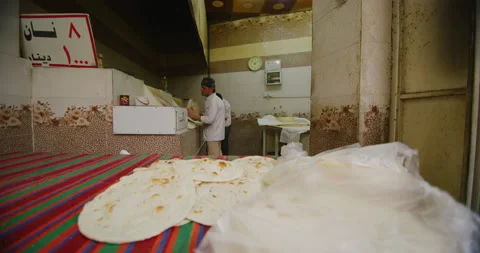 A Traditional Bakery Between Tea Shops Near The Citadel in Erbil, Iraq Stock Footage 150256024