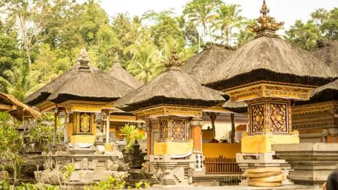  Traditional Balinese houses with panoramic view at jungle Stock Photos