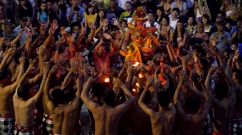Traditional Balinese Kecak and Fire Dance in Bali, Indonesia Stock Footage