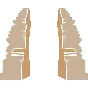 Traditional Balinese Split Gate Building Stock Illustration