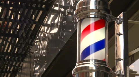 Traditional barbershop pole, chrome and excellent color, clean! Stock Footage