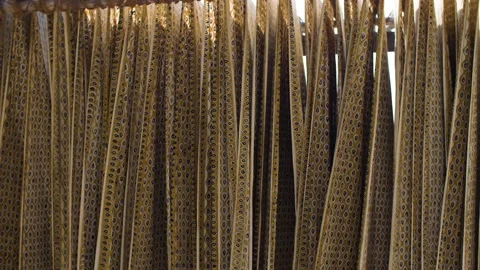 Traditional block printed textiles drying on wooden structure. Rajasthan, India. Stock Footage 151904905