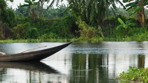 A traditional boat is floating Stock-Footage 320005754