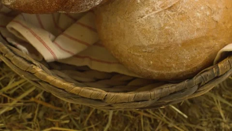 Traditional bread in a basket Stock Footage 137058665
