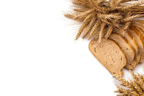 Traditional bread. Fresh loaf of rustic traditional bread with wheat grain ea Stock Photos