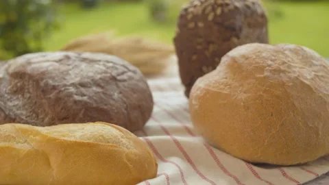 Traditional bread on a towel Stock Footage 137059683