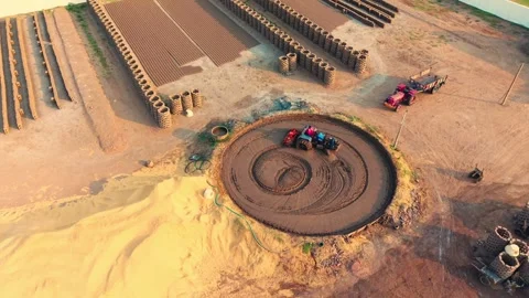 Traditional Brick Manufacturing Facility With Clay Mixing Process In India Stock Footage 337133828