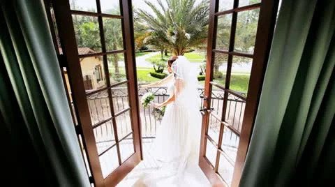 Traditional Bride Posing Luxury Home Wedding Photographs Stock Footage