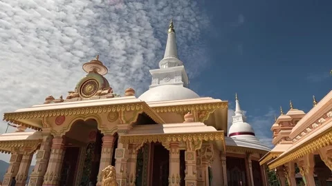 Traditional Buddhist Architecture on Mountain Peak, Sri Lanka Stock Footage 345618352
