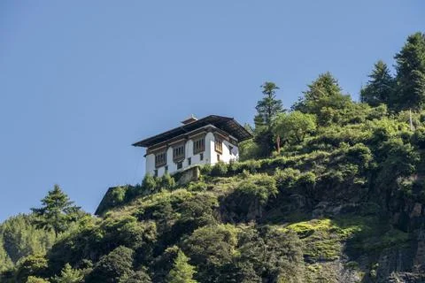 Traditional building on mountain ridge Stock Photos