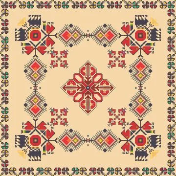 Traditional Bulgarian embroidery vector pattern 库存插图