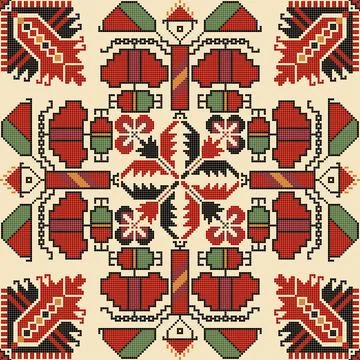 Traditional Bulgarian embroidery vector pattern 库存插图