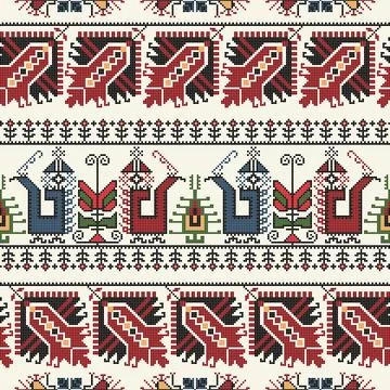 Traditional Bulgarian embroidery vector pattern 库存插图