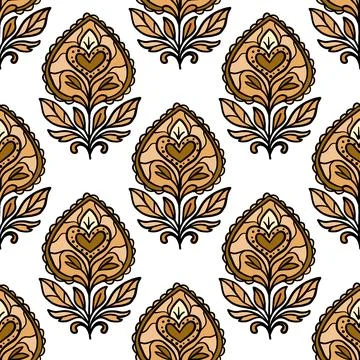 Traditional buta pattern in warm earthy tones Stock Illustration