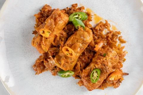 Traditional cabbage rolls served on a bed of minced cabbage, Stock Photos