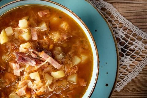 Traditional cabbage soup. Stock Photos