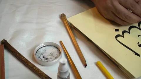 Traditional Calligraphy in Action Stock Footage 315786914