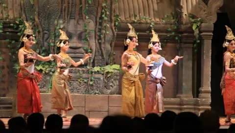 Traditional Cambodian Apsara dance Stock Footage