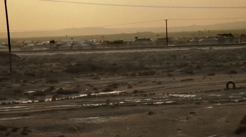 Traditional campings in the desert. Bahrain Stock Footage 59576468