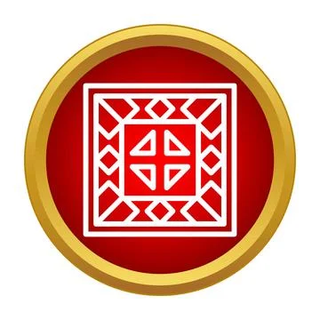 Traditional carpet pattern with geometric shapes emblem icon Stock Illustration