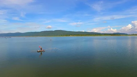 Traditional Catching fish with a net is one of the most popular. Stock Footage