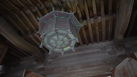 Traditional ceiling lantern detail Close up in Hachimangu Shrine Hakodate Japan 動画素材 324960127