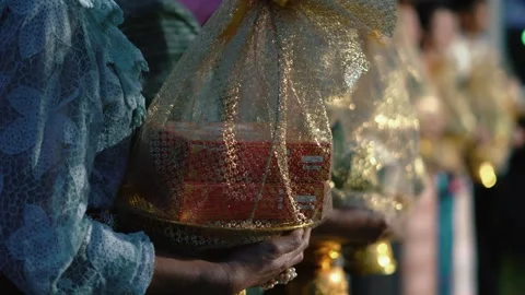 Traditional Celebration with Gift Baskets Stock Footage 313741204