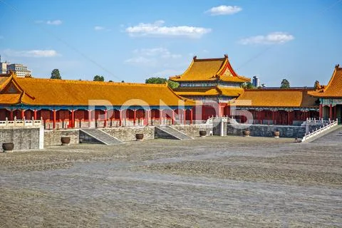 Traditional Chinese Building, Forbidden City in Beijing, clean sunny day Stock Photos