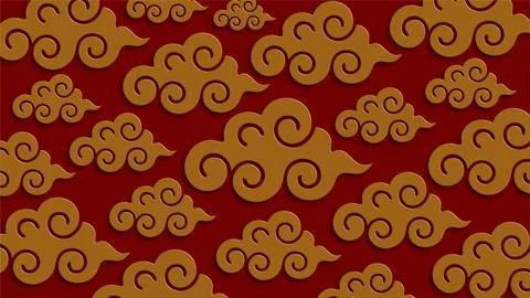 Traditional Chinese Cloud Pattern Red Background Design Stock Illustration