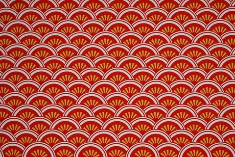 Traditional chinese fish scale  pattern background 3D render. Stock Illustration