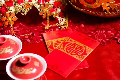 Traditional Chinese wedding elements 스톡 사진