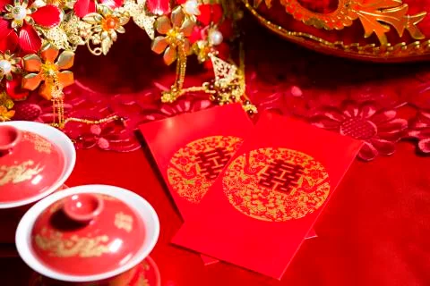Traditional Chinese wedding elements Stock Photos