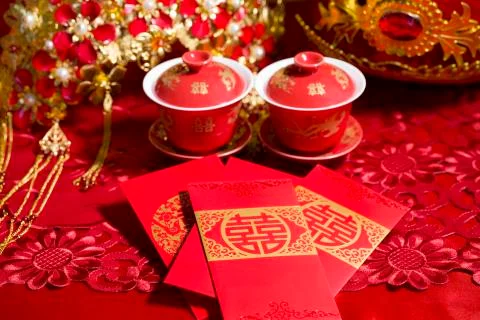 Traditional Chinese wedding elements Stock Photos