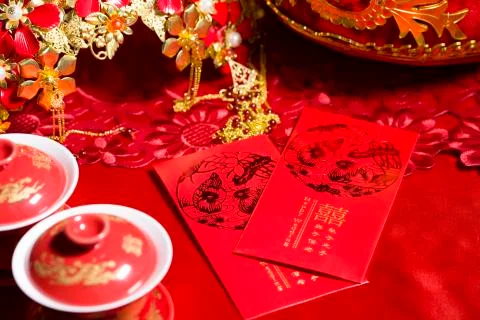 Traditional Chinese wedding elements Fotos Stock