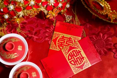 Traditional Chinese wedding elements Stockfoto's