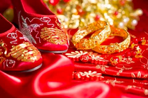 Traditional Chinese wedding elements 스톡 사진