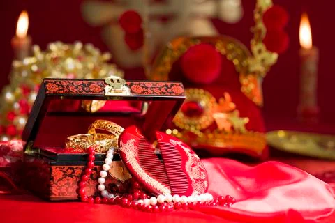Traditional Chinese wedding elements 스톡 사진