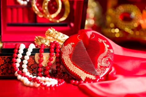 Traditional Chinese wedding elements Stock Photos