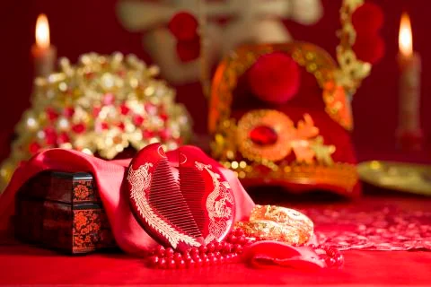 Traditional Chinese wedding elements Stock Photos
