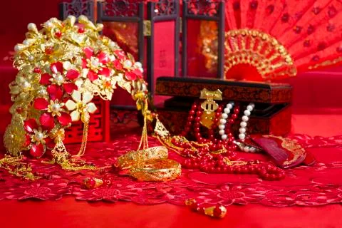 Traditional Chinese wedding elements Stock Photos