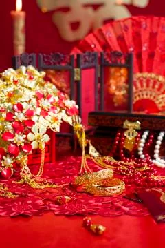 Traditional Chinese wedding elements Stock Photos