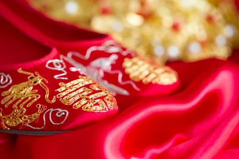 Traditional Chinese wedding elements Stockfoto's