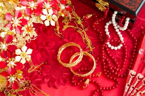 Traditional Chinese wedding elements Stock Photos