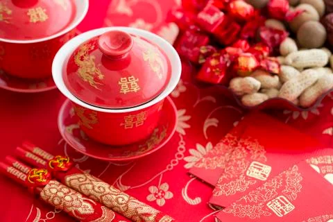 Traditional Chinese wedding elements 스톡 사진