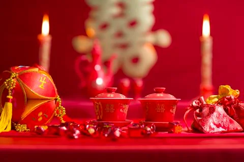 Traditional Chinese wedding elements 스톡 사진